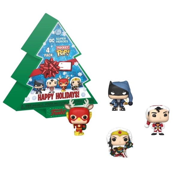 DC Comics Holiday Pocket POP Vinyl Figure 4 Pack in Tree Gift Box - Picture 3 of 7